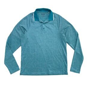 Rhone Temp Zone Long Sleeve Golf Polo Athletic Performance Teal Blue Size S
